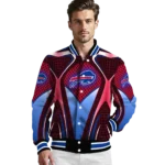 customized buffalo bills mesh chest red crocs black varsity jacket best selling.webp