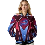 customized buffalo bills mesh chest red crocs black varsity jacket best selling.webp