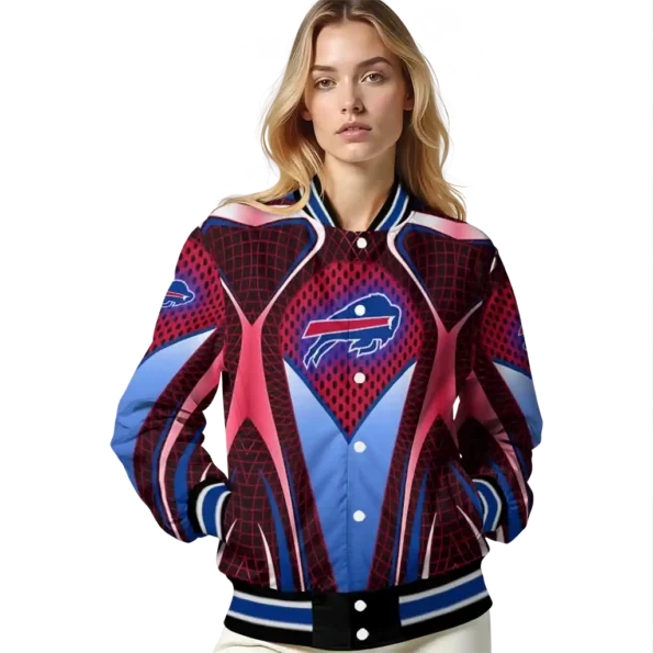 customized buffalo bills mesh chest red crocs black varsity jacket latest model.webp