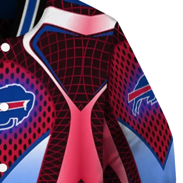 customized buffalo bills mesh chest red crocs black varsity jacket premium grade.webp