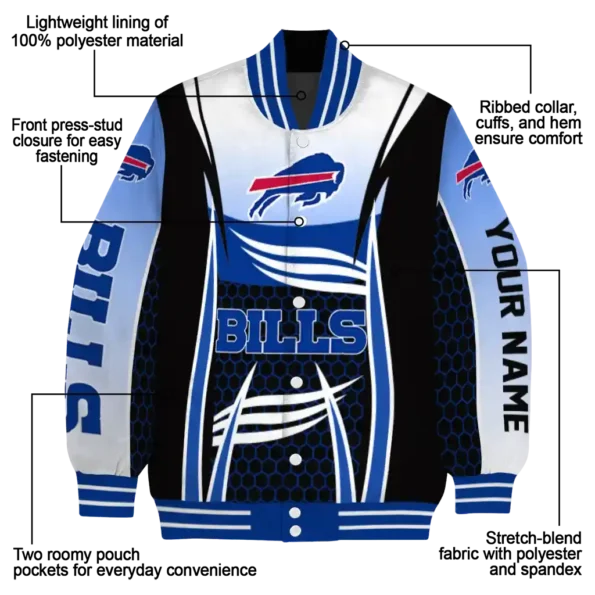 customized buffalo bills mesh effect blue black varsity jacket new arrival.webp