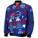 customized buffalo bills pyramid shapes blue bomber jacket best selling
