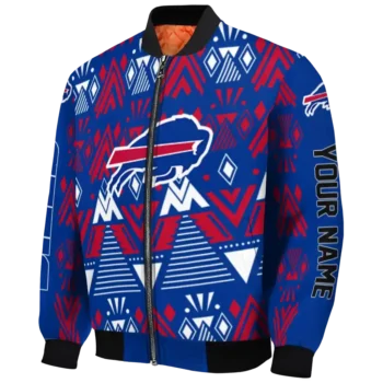 customized buffalo bills pyramid shapes blue bomber jacket best selling