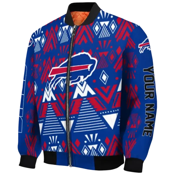 customized buffalo bills pyramid shapes blue bomber jacket best selling