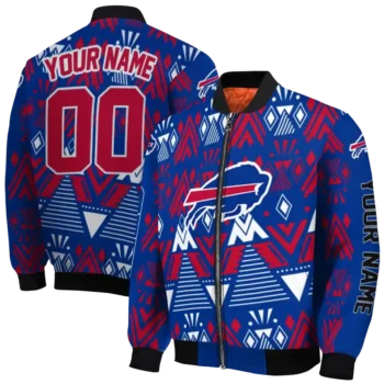 customized buffalo bills pyramid shapes blue bomber jacket fashion forward