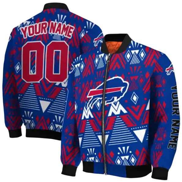 customized buffalo bills pyramid shapes blue bomber jacket fashion forward
