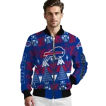 customized buffalo bills pyramid shapes blue bomber jacket best selling