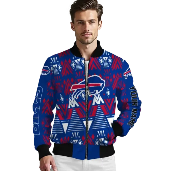 customized buffalo bills pyramid shapes blue bomber jacket high quality