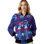 customized buffalo bills pyramid shapes blue bomber jacket best selling