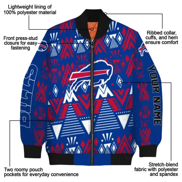 customized buffalo bills pyramid shapes blue bomber jacket new arrival