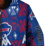 customized buffalo bills pyramid shapes blue bomber jacket best selling