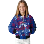 customized buffalo bills pyramid shapes blue bomber jacket best selling