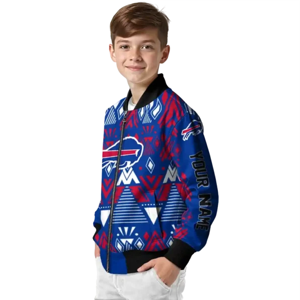 customized buffalo bills pyramid shapes blue bomber jacket trendy