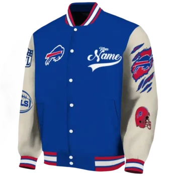 customized buffalo bills razorback outline blue nude varsity jacket best selling.webp