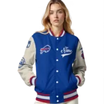 customized buffalo bills razorback outline blue nude varsity jacket best selling.webp