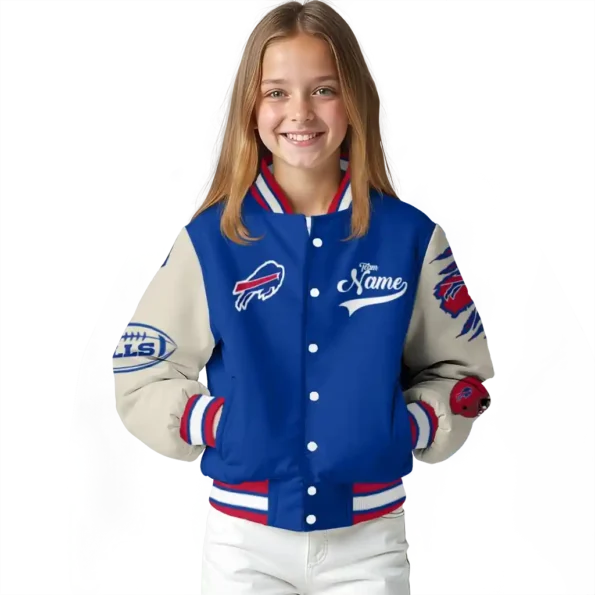 customized buffalo bills razorback outline blue nude varsity jacket top rated.webp