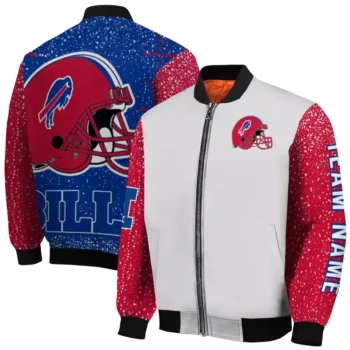 customized buffalo bills speckled arms blue gray bomber jacket fashion forward