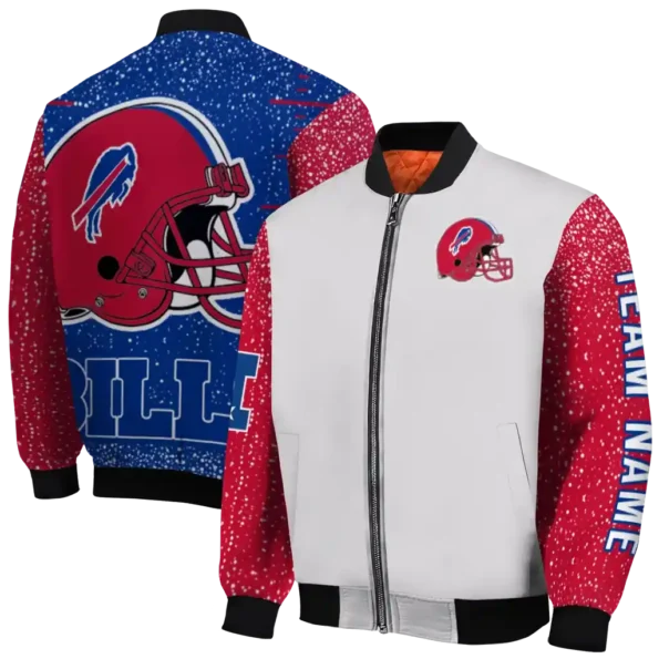 customized buffalo bills speckled arms blue gray bomber jacket fashion forward