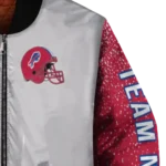 customized buffalo bills speckled arms blue gray bomber jacket best selling