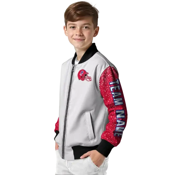 customized buffalo bills speckled arms blue gray bomber jacket trendy