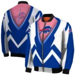 customized buffalo bills v stripes blue white bomber jacket best selling