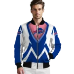 customized buffalo bills v stripes blue white bomber jacket best selling