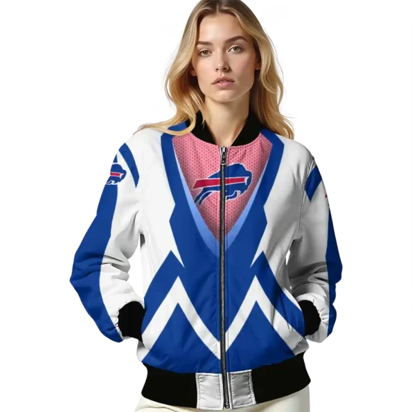 customized buffalo bills v stripes blue white bomber jacket latest model