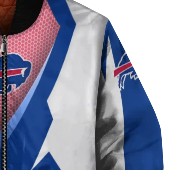 customized buffalo bills v stripes blue white bomber jacket premium grade