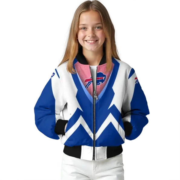 customized buffalo bills v stripes blue white bomber jacket top rated