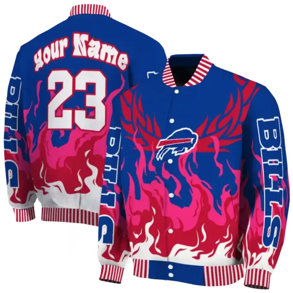 customized buffalo bills winged blaze blue white varsity jacket fashion forward.webp