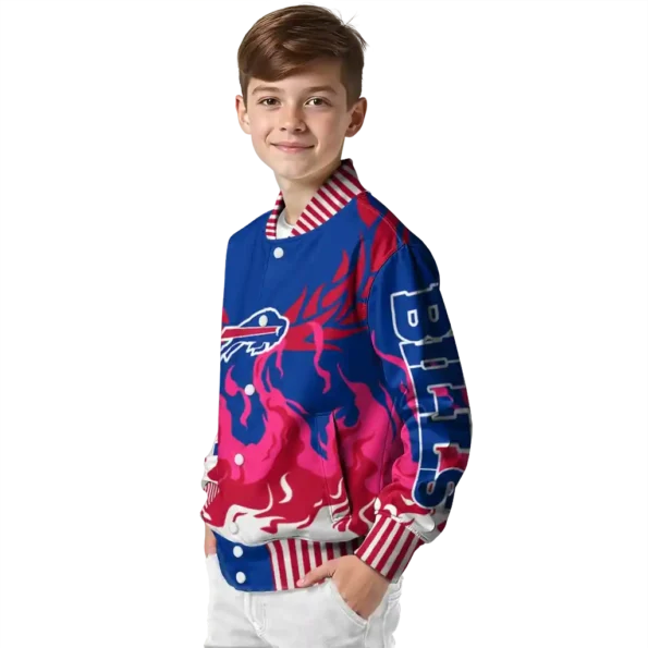 customized buffalo bills winged blaze blue white varsity jacket trendy.webp
