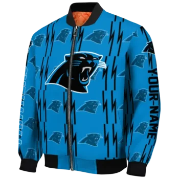 customized carolina panthers bolt stripe blue bomber jacket best selling