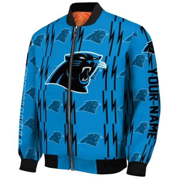 customized carolina panthers bolt stripe blue bomber jacket best selling