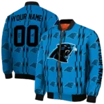 customized carolina panthers bolt stripe blue bomber jacket best selling