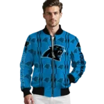 customized carolina panthers bolt stripe blue bomber jacket best selling