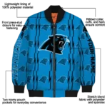 customized carolina panthers bolt stripe blue bomber jacket best selling