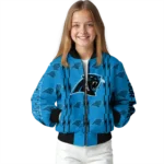 customized carolina panthers bolt stripe blue bomber jacket best selling