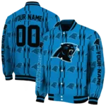 customized carolina panthers bolt stripe blue varsity jacket best selling.webp