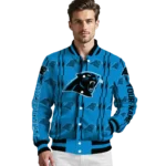 customized carolina panthers bolt stripe blue varsity jacket best selling.webp