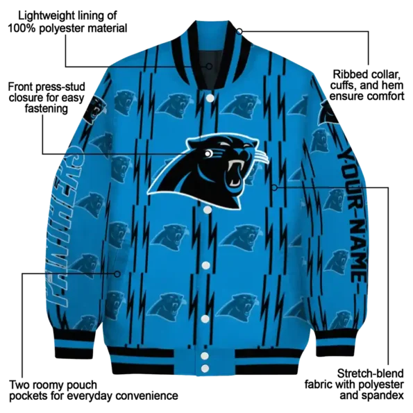customized carolina panthers bolt stripe blue varsity jacket new arrival.webp