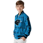 customized carolina panthers bolt stripe blue varsity jacket best selling.webp