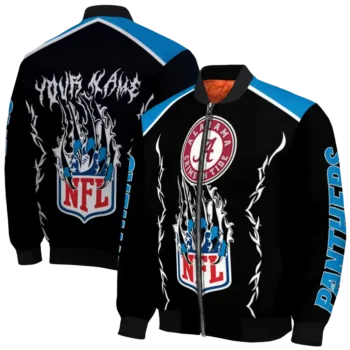 customized carolina panthers claw blood blue black bomber jacket fashion forward