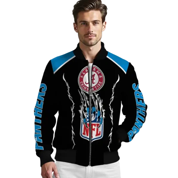 customized carolina panthers claw blood blue black bomber jacket high quality