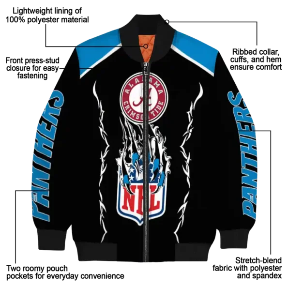 customized carolina panthers claw blood blue black bomber jacket new arrival