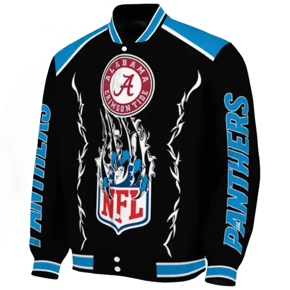 customized carolina panthers claw blood blue black varsity jacket best selling.webp