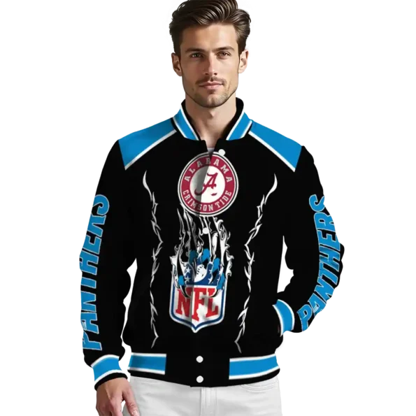 customized carolina panthers claw blood blue black varsity jacket high quality.webp
