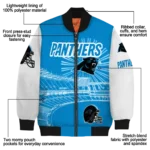 customized carolina panthers ferris arena blue white bomber jacket best selling
