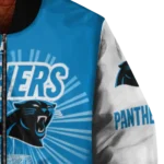 customized carolina panthers ferris arena blue white bomber jacket best selling