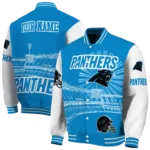 customized carolina panthers ferris arena blue white varsity jacket best selling.webp