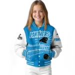 customized carolina panthers ferris arena blue white varsity jacket best selling.webp